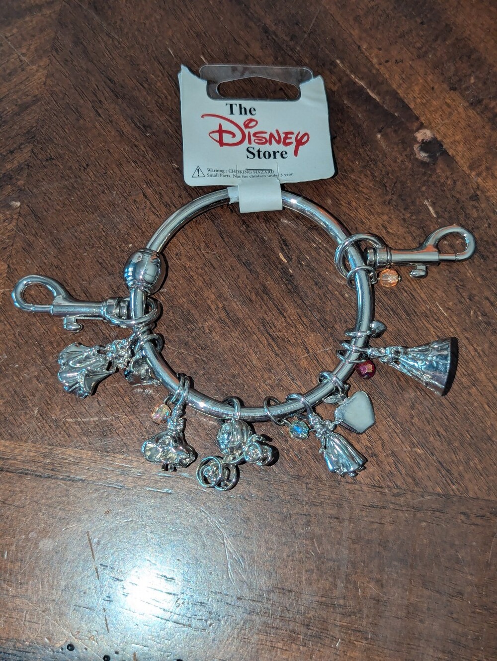 Vintage Disney Store Princess Multi-Charm Ring Keychain Bag Clip Y2K
